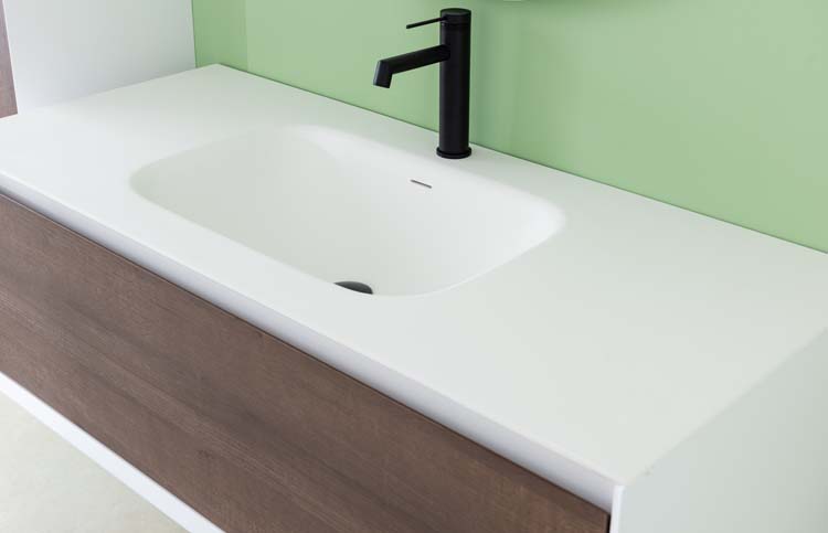 Meuble de salle de bains Ace suspendu avec lavabo simple blanc mat 120cm