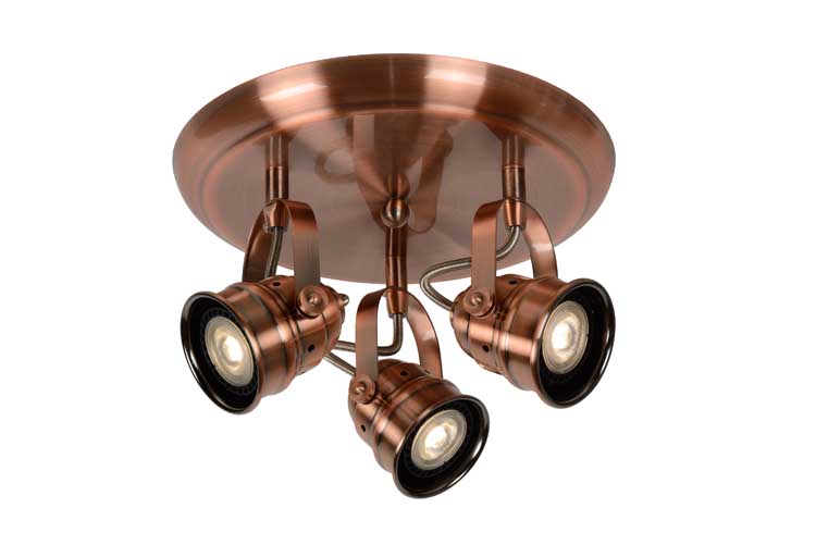 Lucide CIGAL - Plafondspot - Ø 27 cm - LED - GU10 - 3x5W 2700K - Koper