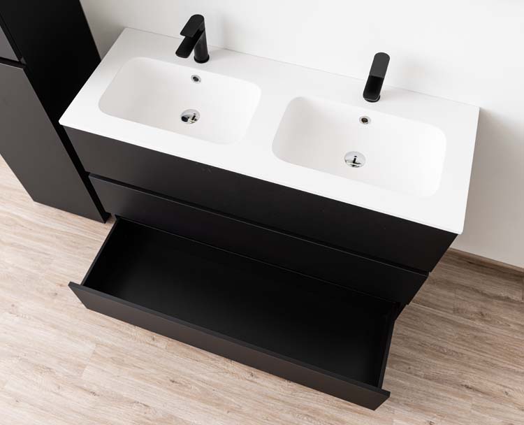 Meuble de salle de bain Puro debout noir mat 1200 mm