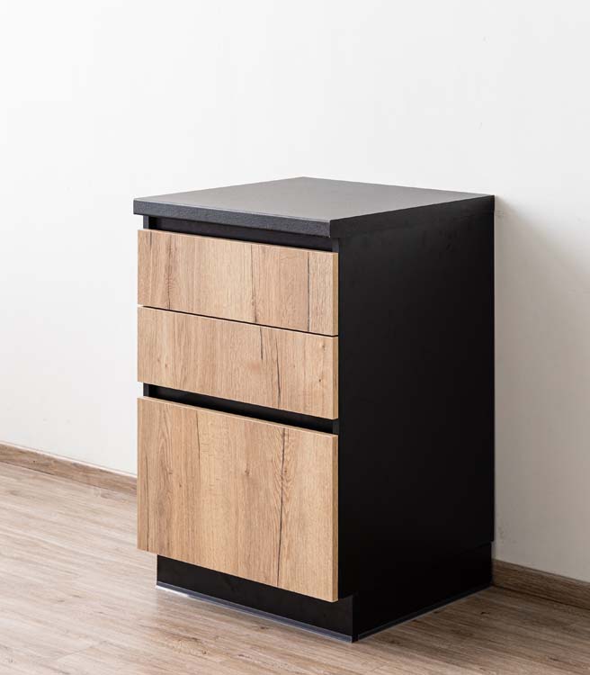 Keukenkast Plenti onderkast met 3 lades 60cm zwart-houtlook