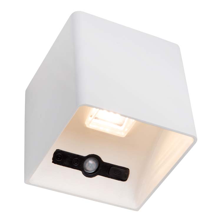 Wandlamp binnen/buiten - wit - dimbaar - LED 1x6W - 2700K - IP54 - beweging- & dag/nacht sensor - oplaadbaar