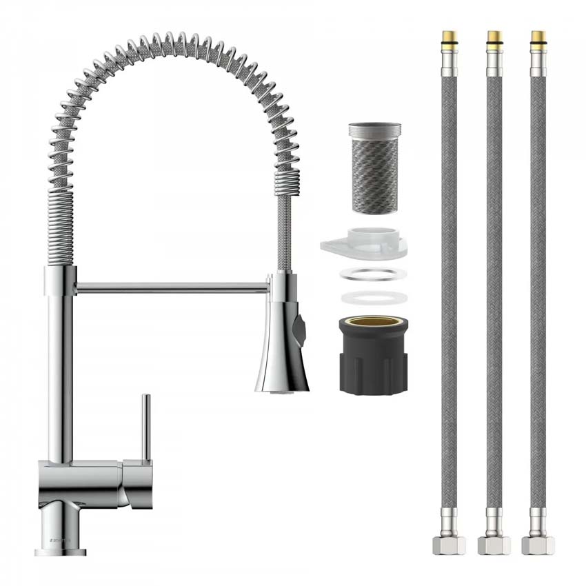 Keukenkraan Chef chroom met uittrekbare uitloop