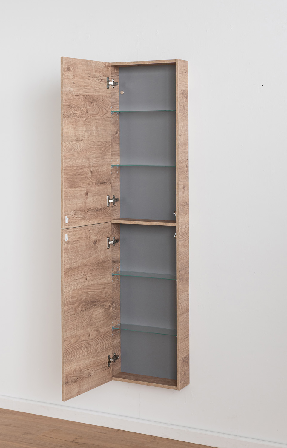 Kolomkast Raf houtlook honingeik hangend 170x41,6x14,6cm