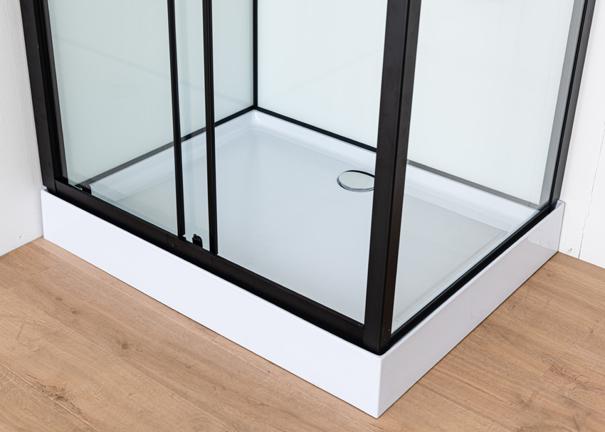 Douchecabine Adele thermostatisch links/rechts zwart/wit draaideur 115x90x225cm