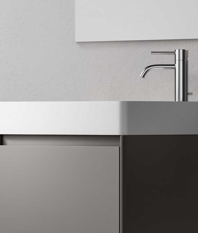 Badkamermeubel Willian lichtgrijs hangend met enkele wastafel mat wit 100cm