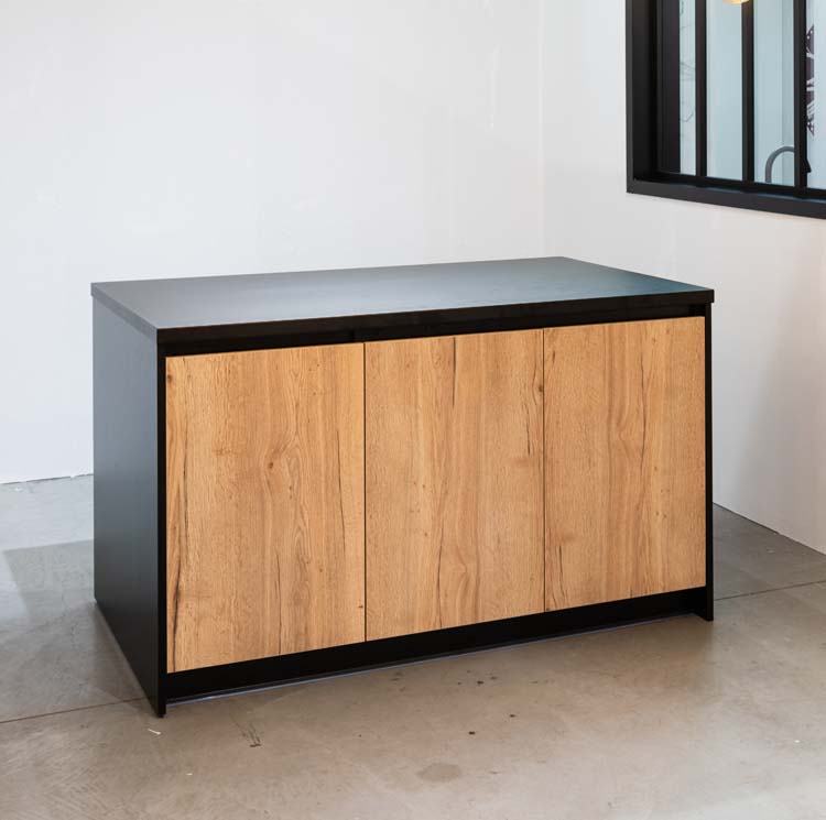 Cuisine île Plenti look de chêne/noir 154cm