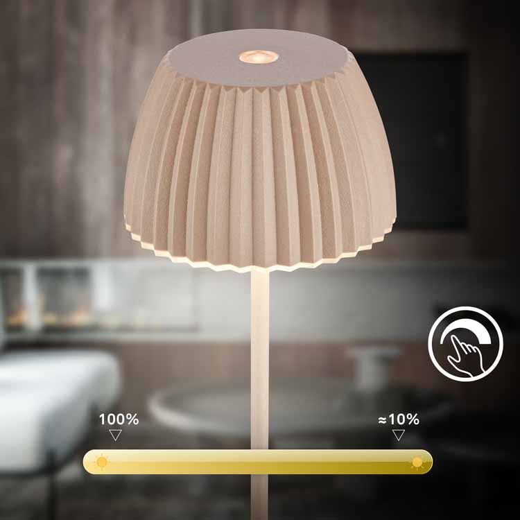 Tafellamp Elvoro - beige - 20cm - dimbaar - LED - 1.5W - 2700K - IP44 - USB