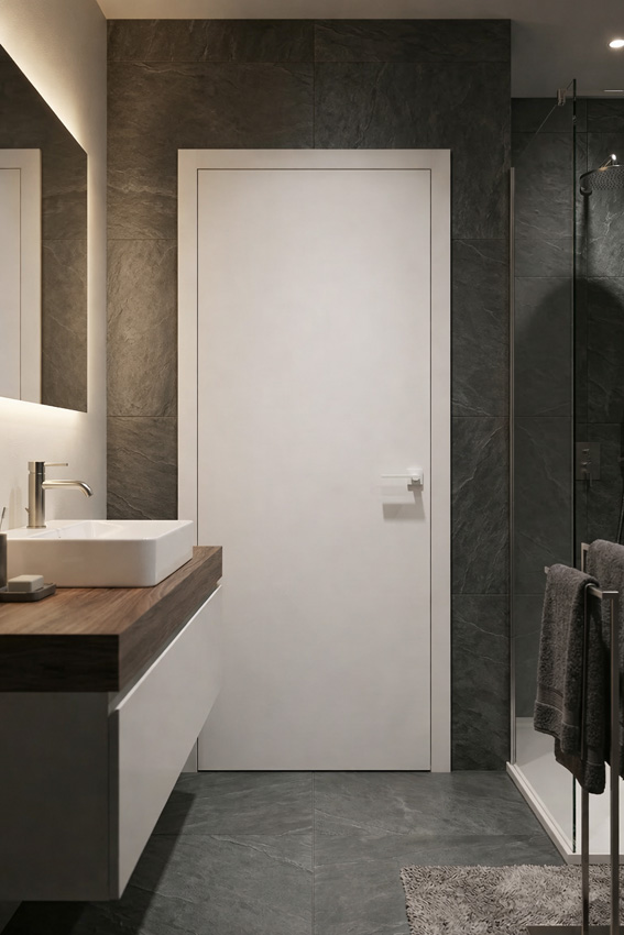 Porte intérieure complète Invisible Flat blanche 201,5x68cm tubulaire gauche + châssis 30cm