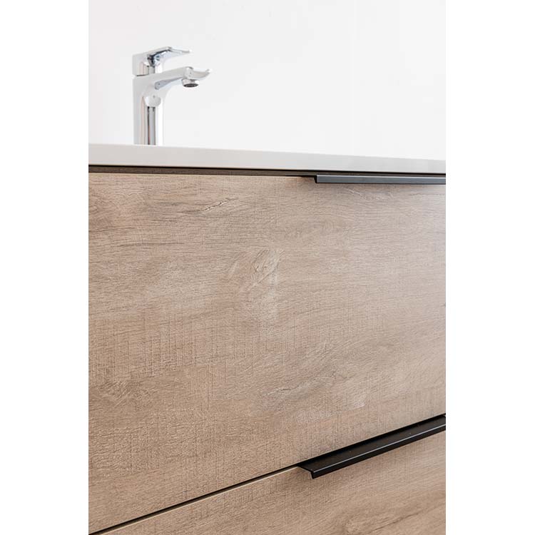 Badkamermeubel Plato eik betonlook 90 cm - glans - opleggreep zwart