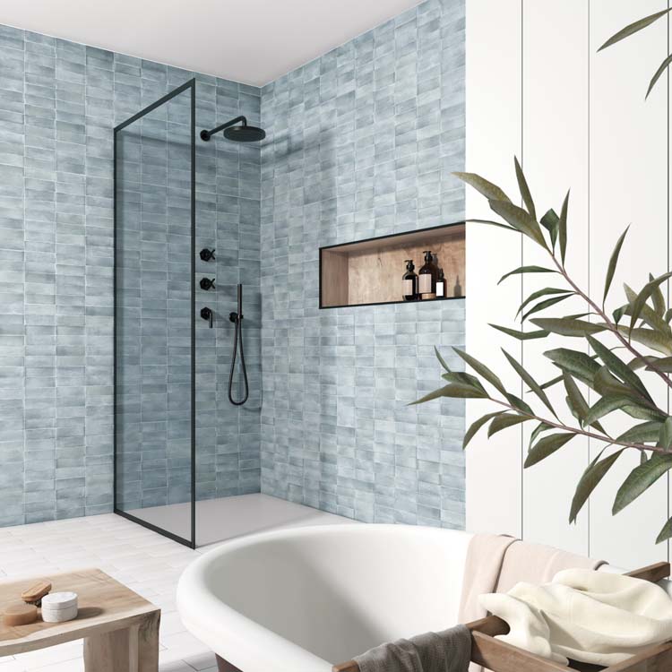 Vloer- en wandtegel Nono mat grijsblauw 5x15cm