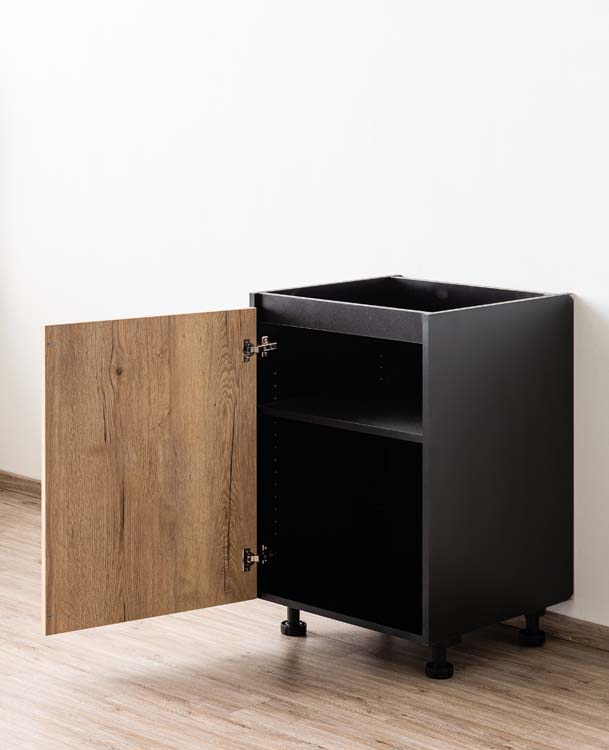 Armoire de cuisine Plenti meuble bas, noir/aspect bois, 60x78cm