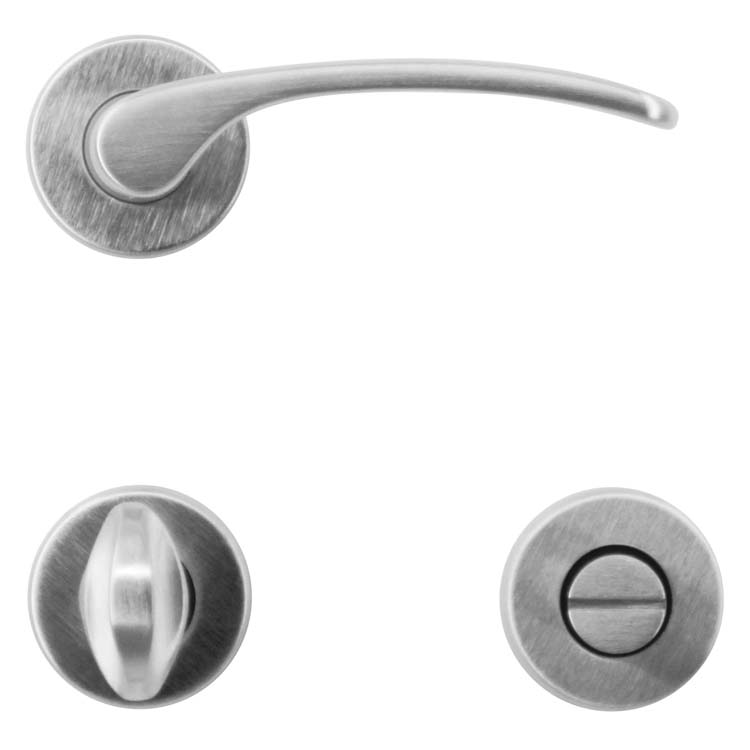 Poignée de porte pro piacenza chrome brossé avec serrure toilette