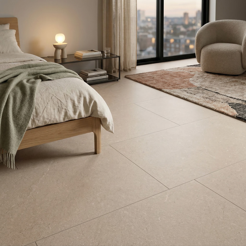 Sol SPC Signature Nordicstone 6 mm crème 60x120cm avec sous-couche