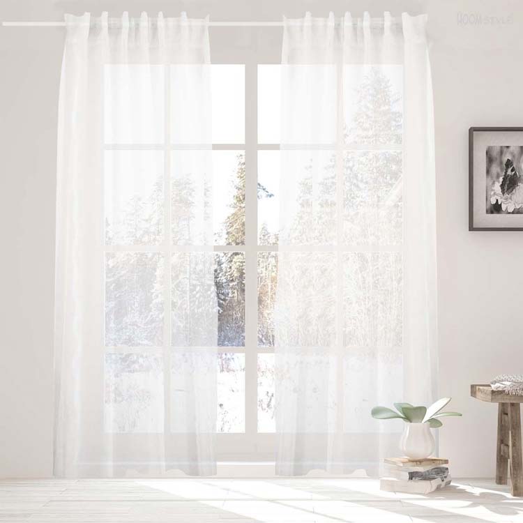 Glasgordijn vitrage wit 140x270cm met haken