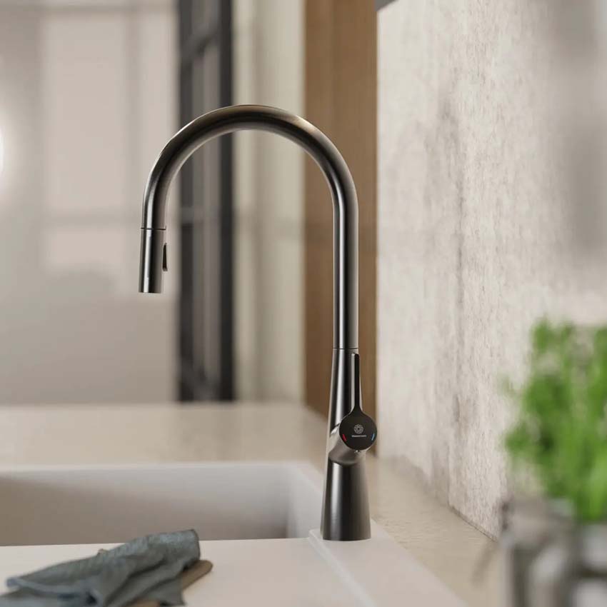 Robinet de cuisine Wasserwerk WK 9 Sphere graphite mat avec bec extractible