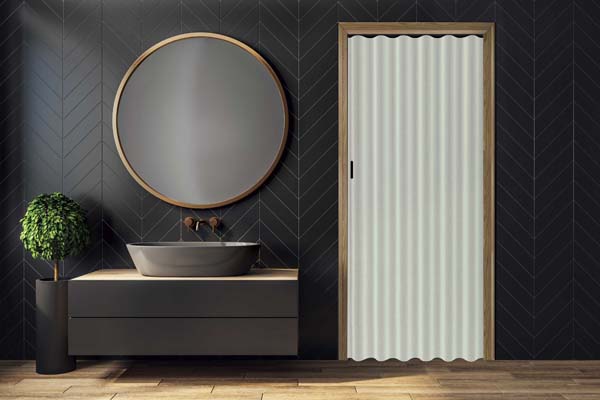 Vouwdeur wit kunstleder op maat