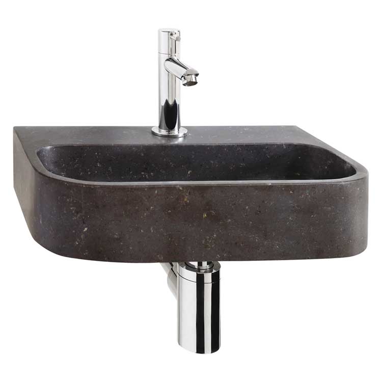 Handenwasser Oliva natuursteen zwart 7x38x24cm complete set