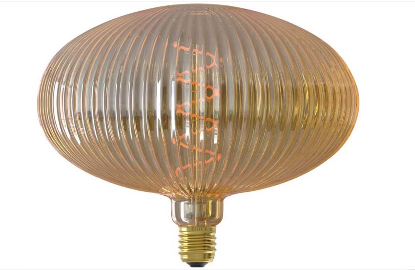 LED lamp ovaal- E27 - Amber - Ø22cm - Dimbaar - 1x4W - 190lm - 1800K - 1 stuk