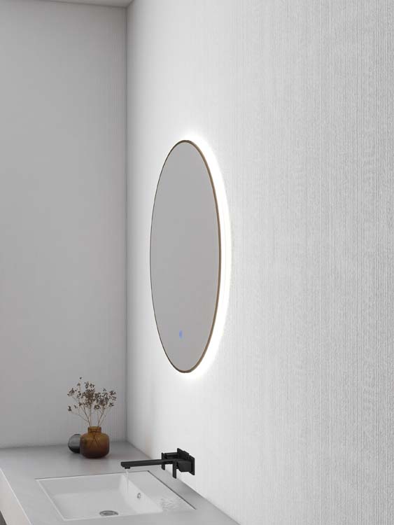 Spiegel Kira rond LED mat goud ?100cm