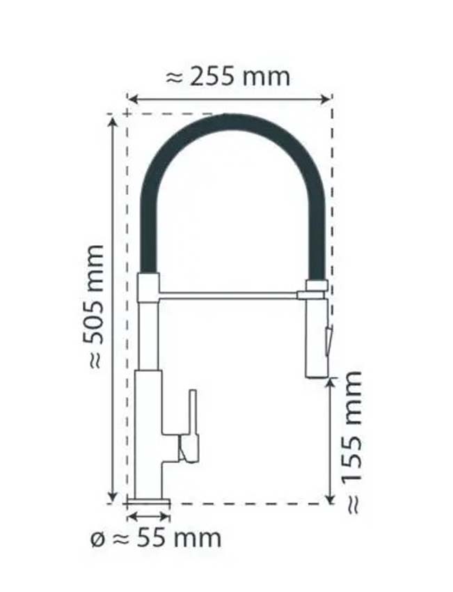 Keukenkraan Sven chroom/zwart met uittrekbare uitloop