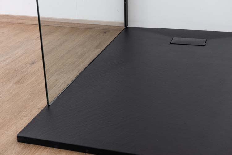Douche de plain-pied Anais 157 x 200 cm verre transparant - noir