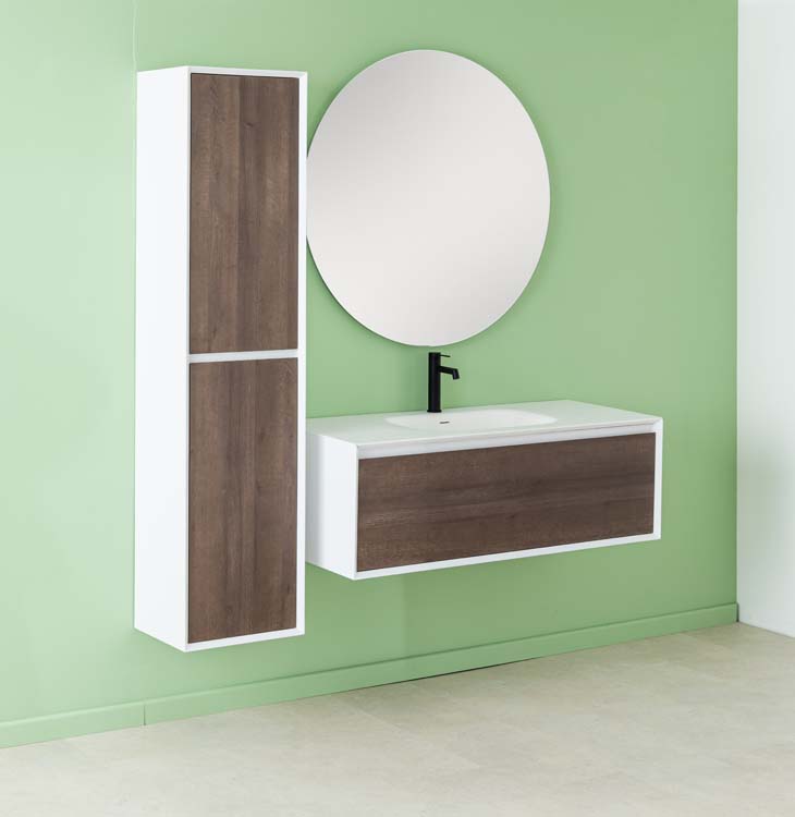 Meuble de salle de bains Ace suspendu avec lavabo simple blanc mat 120cm