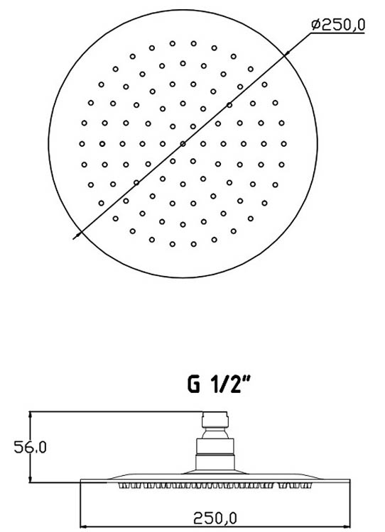 Douchekop Jarah rond chroom 25cm