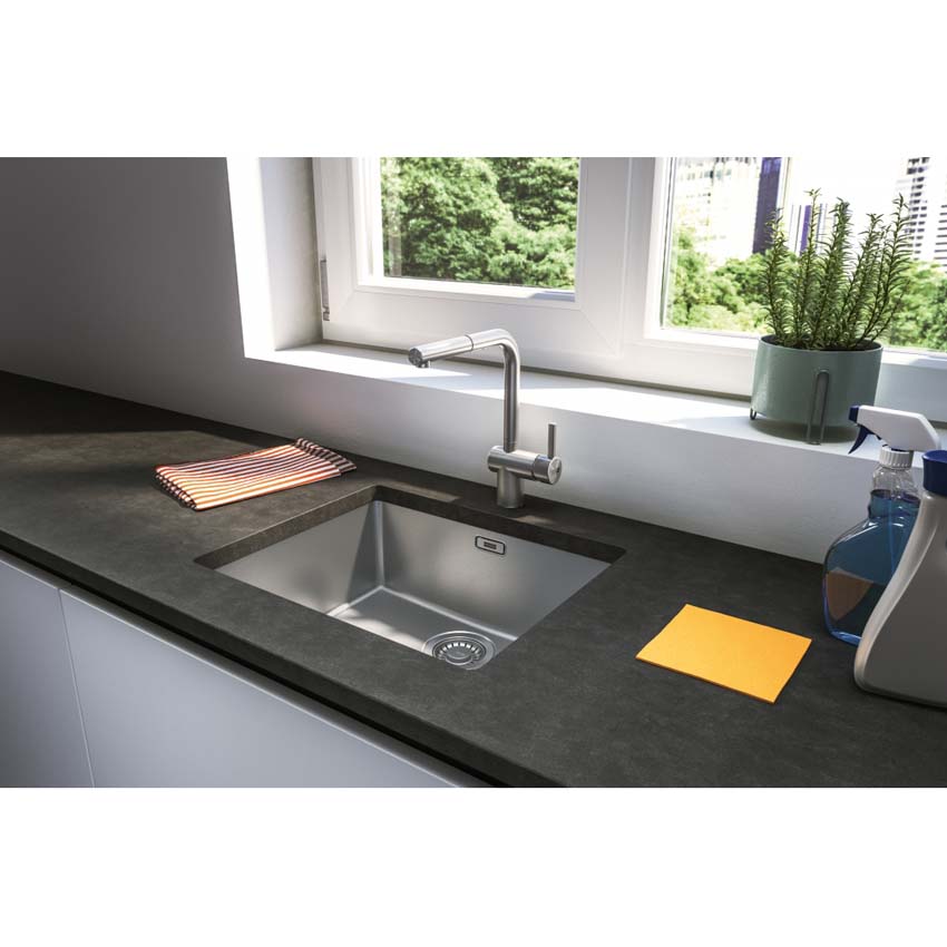 Keukenkraan/vensterkraan Franke Atlas Neo + uittrekbare uitloop inox