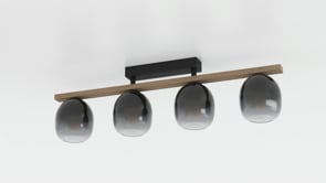 Plafonnière noir-bois verre smockey grey E27 Plafonnière noir-bois verre smockey grey E27