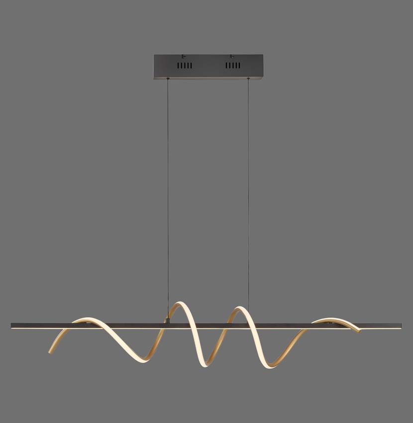 Hanglamp zwart/goud incl LED lamp 4380 lumen 36W
