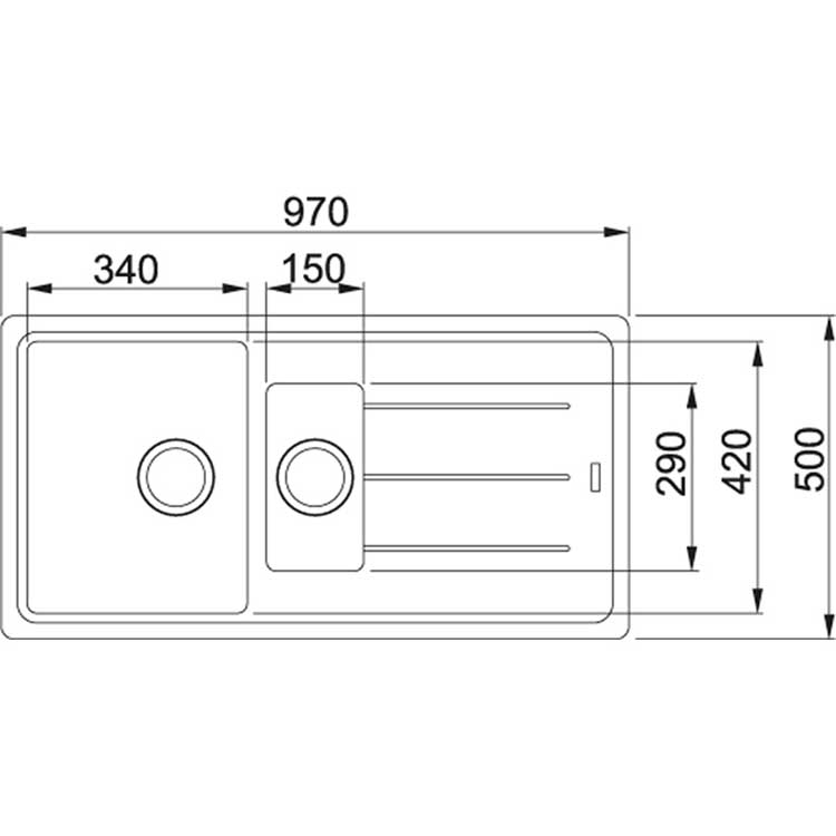 Évier Franke Basis blanc metallisé 1,5 bac 97x50cm