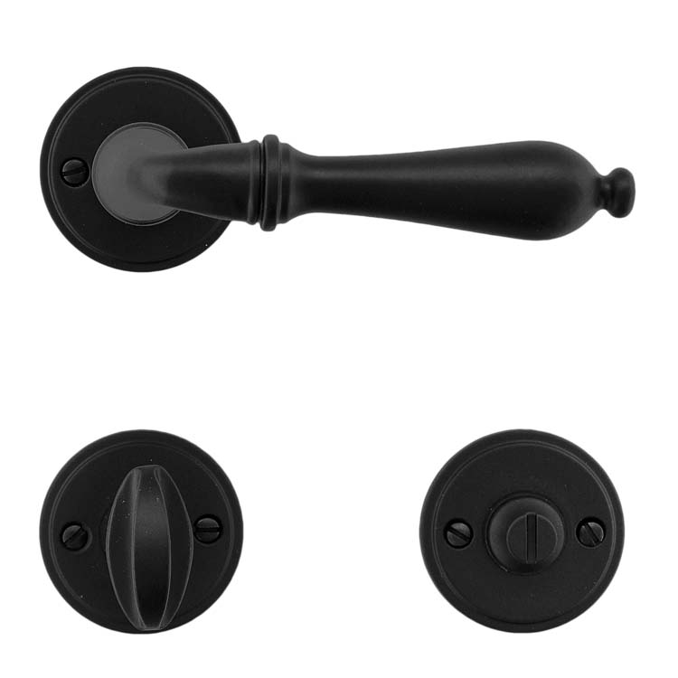 Poignée de porte pro amalfi noir avec serrure toilette