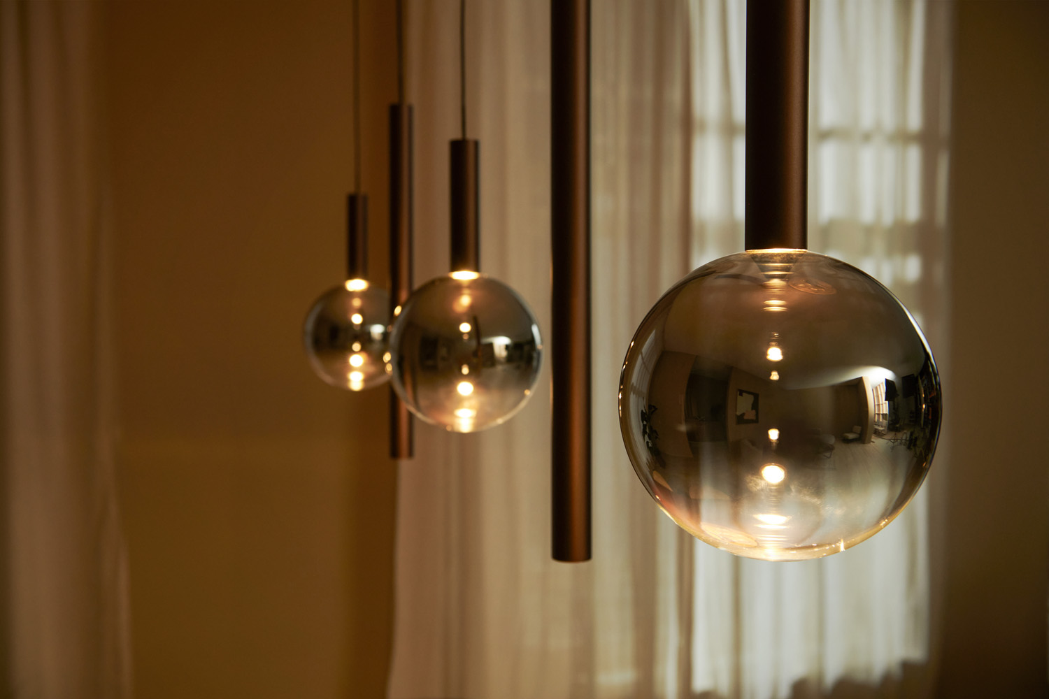 Lucide Premium Jasmine - Hanglamp - LED Dimb. - CCT - 5X4W 2200K/3300K - Koper