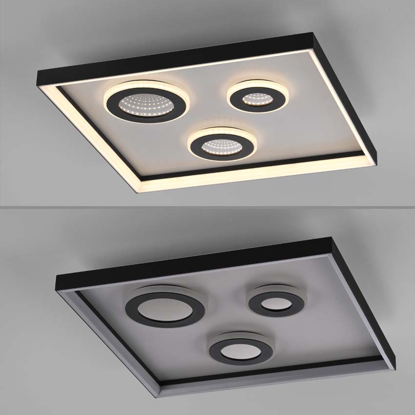 Plafonnier - noir - 45x45cm - dimmable - 32W - 2700-5000K - avec télécommande