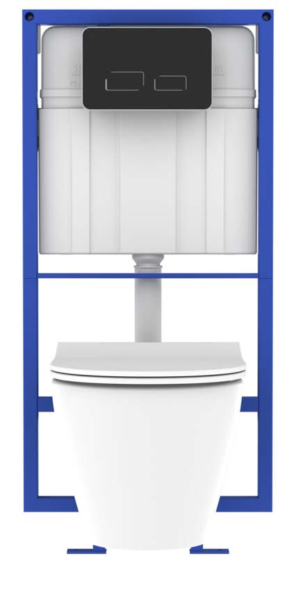 Toiletset Laura wit inclusief softclose WC-bril + inbouwreservoir + drukplaat zwart