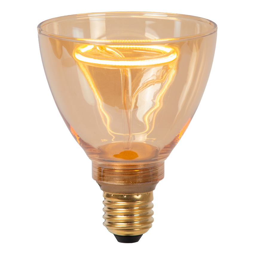 Lucide GO90 - Ampoule à filament - Ø9cm - LED Dimmable - E27 - 1x3,5W - 2200K - Ambre