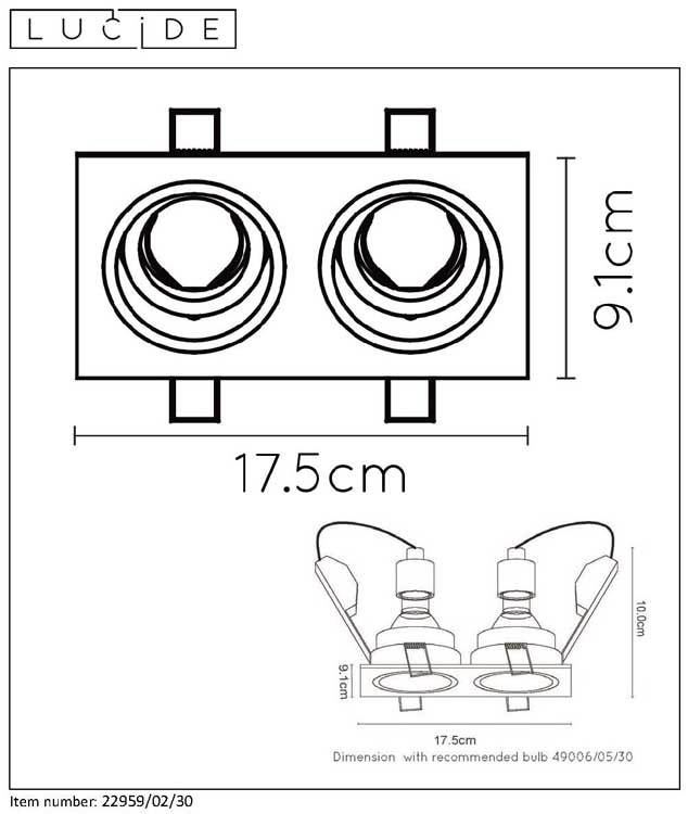 Lucide EMBED - Inbouwspot - GU10 - Zwart
