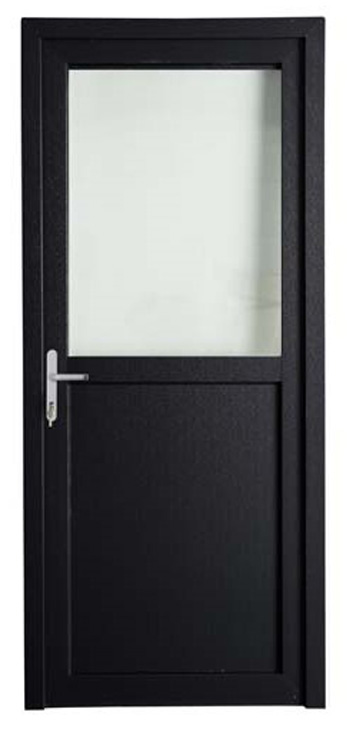 Buitendeur halfglas PVC helder glas antraciet/wit linkstrekkend op maat