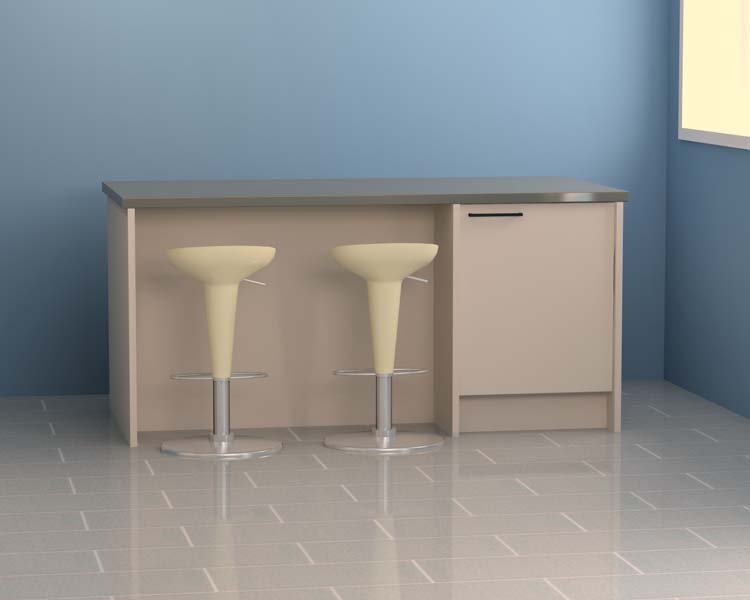 Keukeneiland Premium 2 vlak 189cm - voorgemonteerd