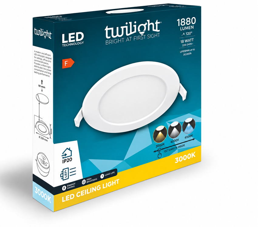Spot encastrable - blanc - LED - 1x18W - CCT - rond