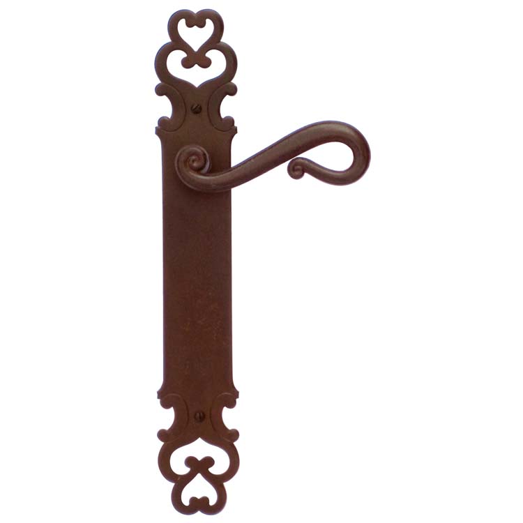 Poignée de porte pro roma rouille sur bouclier sans cylindre