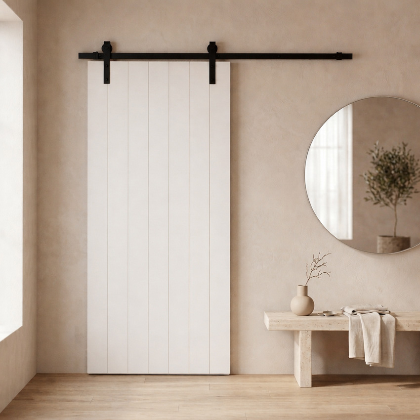 Complete enkele schilder schuifdeur Titus 93x211,5cm + rail robust zwart