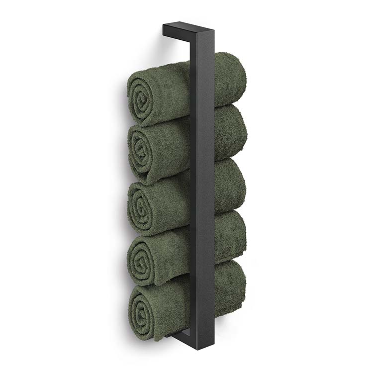 Porte-serviettes pour invités Linea noire B8 cm H40 cm profondeur 7 cm