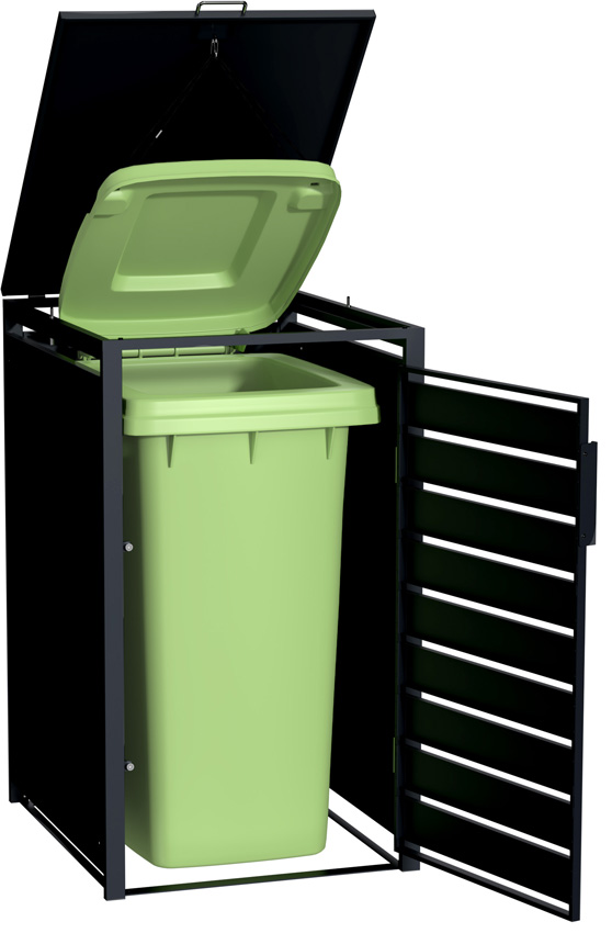 Remise pour conteneurs noir mat 116x68x80cm