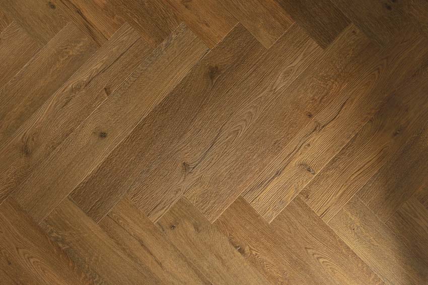 Vinyl vloer Floorify Ikura plank 4,5mm visgraat bruin eik 75x12,5cm