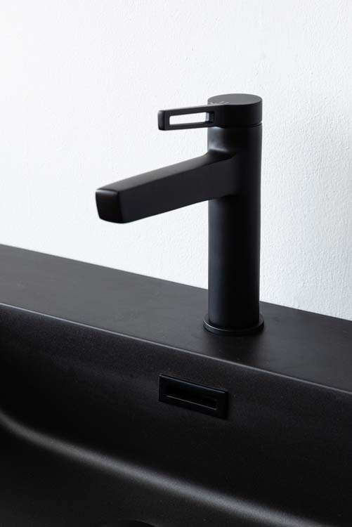 Badkamermeubel Jesper zwart hangend met dubbele wastafel zwart 120cm