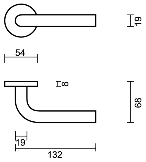 Deurklink pro inox Milano 19mm - 13cm