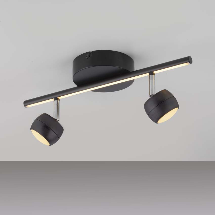 Spot plafond - noir - 13x40,3cm - dimmable - 2x5,3W - 3000K