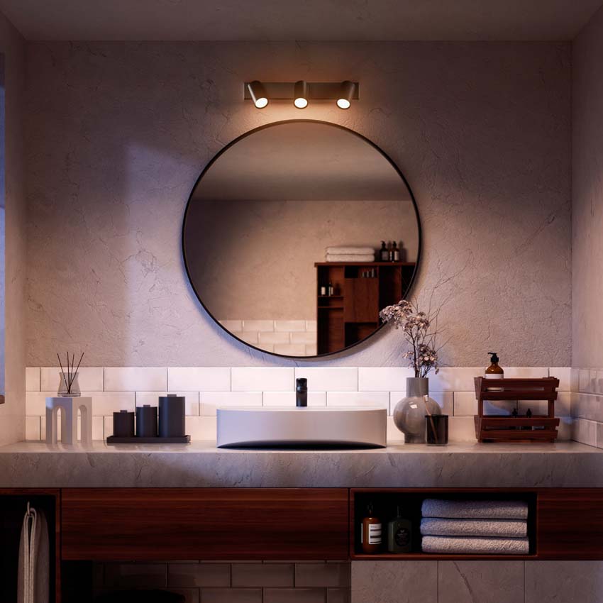 Opbouwspot zwart 3 spots rond voor badkamer IP44
