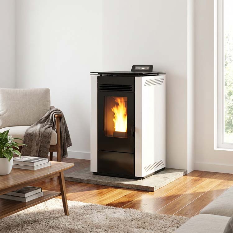 Poêle à granulés Modèle 8 - 7,9kW - 160m³ - blanc - 44x48x94cm
